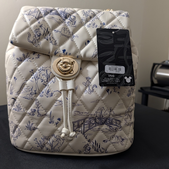 Quilted White and Blue Designer Backpack - Picture 2 of 8